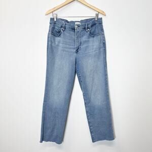 Good American Good Legs Raw Hem Jeans Sz 16 High Rise Light Wash